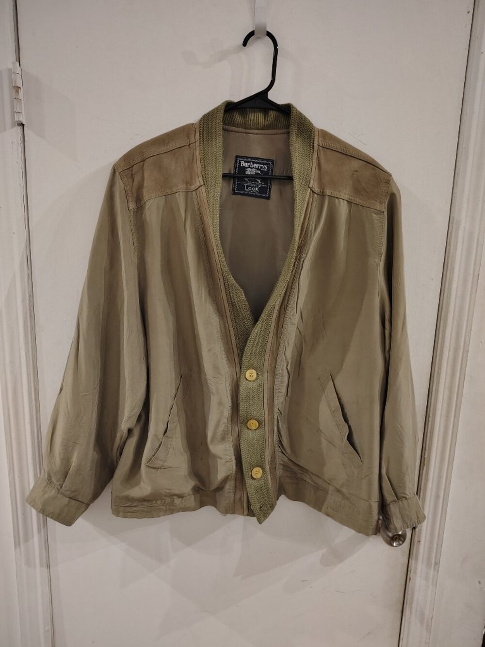 Burberrys' pre 1999 Burberry Silk Cardigan size M Olive